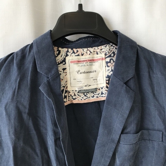 Anthropologie cartonnier blazer Size 4 Asymmetrical Navy Preppy - Picture 2 of 13